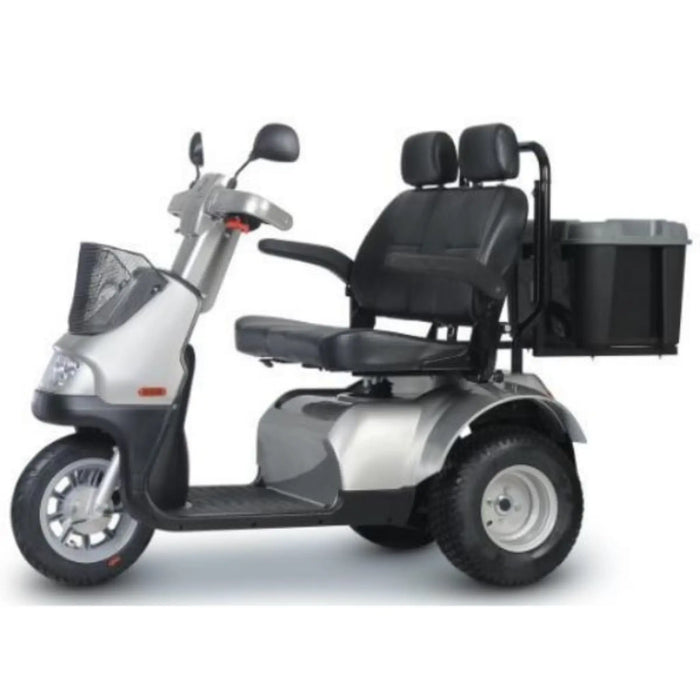 AFIKIM Afiscooter S3 DUO Twin Seat 3-Wheel Mobility Scooter- Silver
