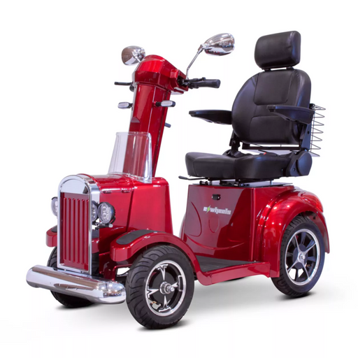 EW-Vintage Red 4 Wheel Vintage Car Design Electric Mobility Scooter