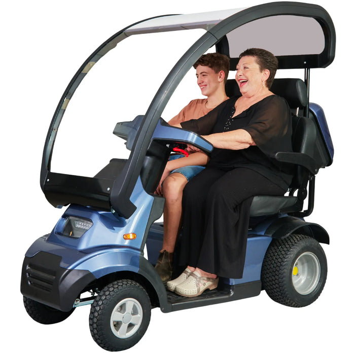 AFIKIM Afiscooter S4 Breeze Duo 4-Wheel Electric Mobility Scooter - Twin Seater Mobility Scooter FTS4650 Side View with Optional Canopy