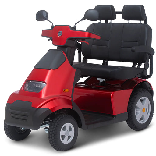 AFIKIM Afiscooter S4 Breeze Duo 4-Wheel Electric Mobility Scooter - Twin Seater Mobility Scooter FTS4650 - Side View Red Afikim Drive