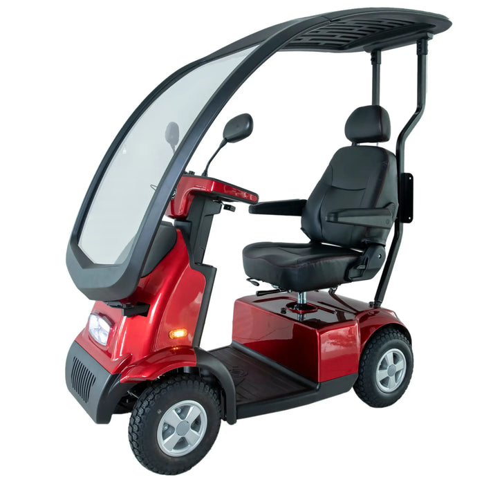 AFIKIM Afiscooter C4 Breeze 4-Wheel Electric Mobility Scooter - Red With Optional Canopy - Afikim Drive