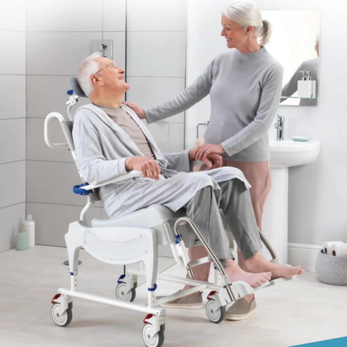 Aquatec Ocean ERGOVip Tilt-in-Space Shower Commode Chair- 330 lbs Capacity