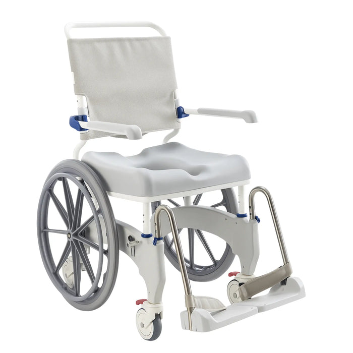 Aquatec Ocean ERGO SP Self Propel Shower Commode Chair Semi Side View - Enhance Image