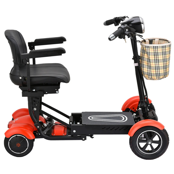 Bangeran Dragon Mobile EX Lightweight Foldable 4-Wheel Mobility Scooter Full Side View Red