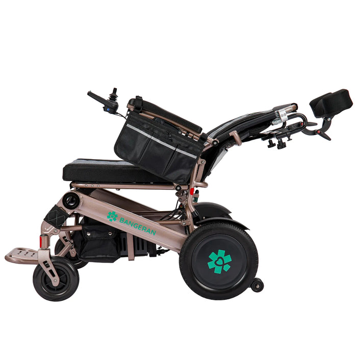 Bangeran Mammoth EX Automatic Recline Power Wheelchair - Side View Recline Gold