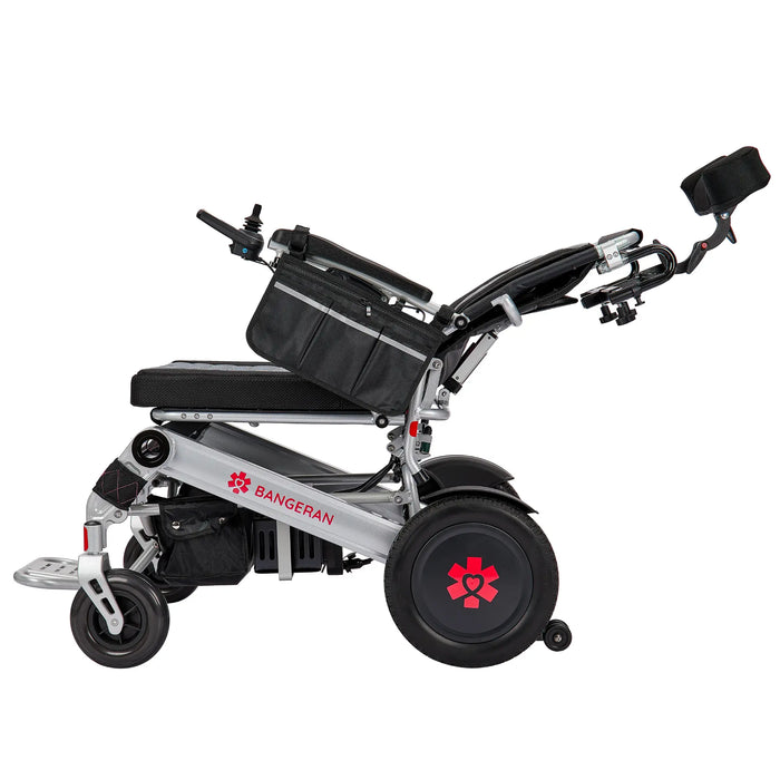 Bangeran Mammoth EX Automatic Recline Power Wheelchair - Side View Recline Silver