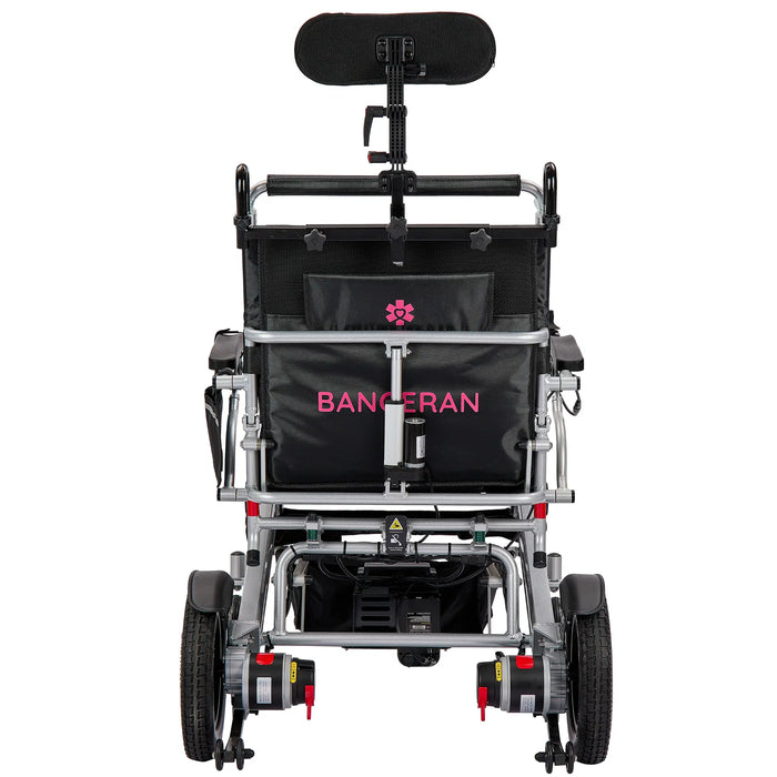 Bangeran Mammoth EX Automatic Recline Power Wheelchair - Back View Silver