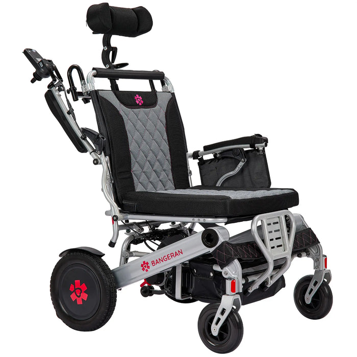 Bangeran Mammoth EX Automatic Recline Power Wheelchair - Side View Silver