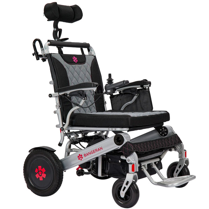 Bangeran Mammoth EX Automatic Recline Power Wheelchair - Side View Silver