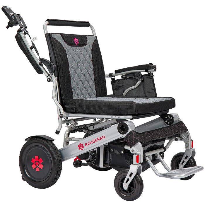 Bangeran Mammoth EX Automatic Folding Power Wheelchair Silver Side View