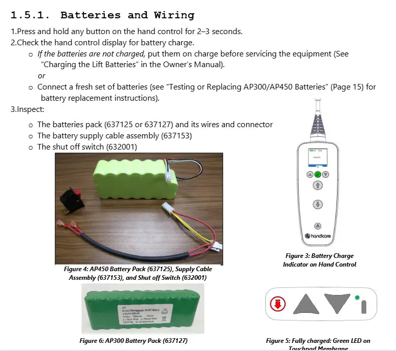 Handicare AP450 Portable Ceiling Lift Battery Pack - 637125