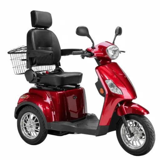 Bespoke Legacy 3-Wheel Mobility Scooter - Red Color - Black Seat - Chrome Rim
