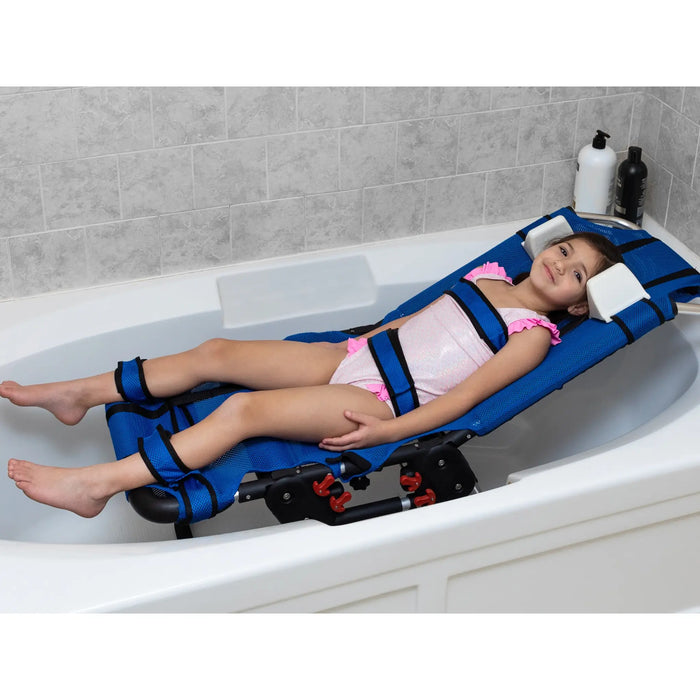 Circle Specialty Anchor Pediatric Bathing Chair with Child using on the Tub