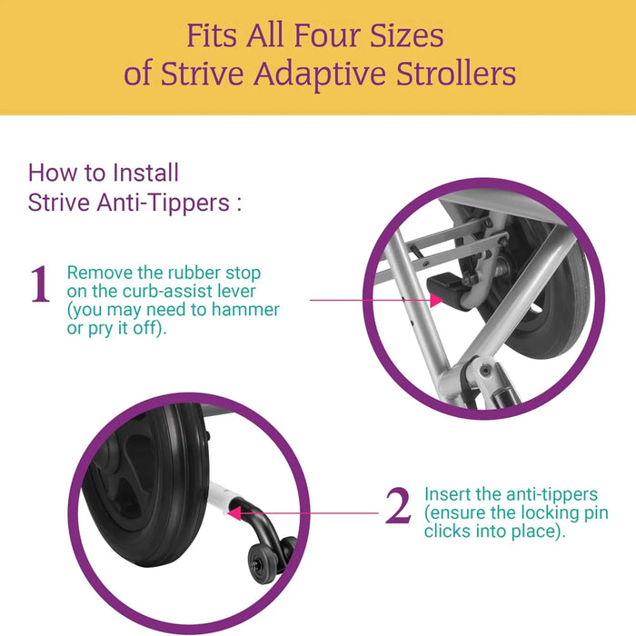 Circle Specialty Anti-Tippers Wheels For Strive Adaptive Stroller - Installation Instruction