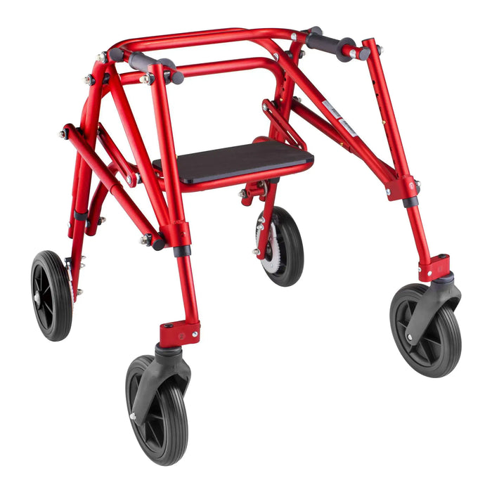 Circle Specialty Klip Posterior 4 Wheel Walker with Seat & 8" Outdoor Wheels - Semi Side View with Seat show