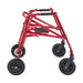 Circle Specialty Klip Posterior 4 Wheel Walker with Seat & 8" Outdoor Wheels - Side View Red Frame Seat in