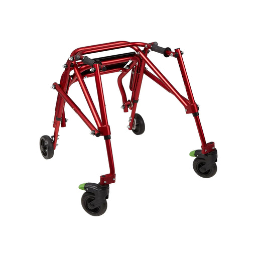 Circle Specialty Klip Posterior Pediatric 4-Wheel Walker with Seat - Red Frame