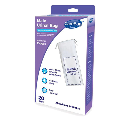 CareBag® Men’s Urinal With Super Absorbent Pad – Hygienic, Single-Use, Odor-Control Solution - 20 bags