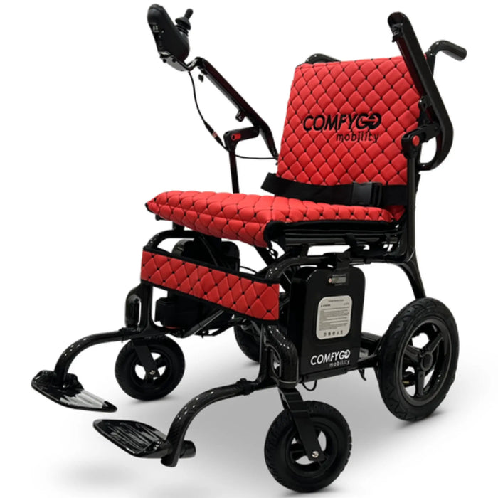 Phoenix Carbon Fiber Folding Electric Wheelchair - Red Textile