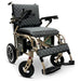 Electric wheelchair with quilted gray seat and backrest on a white  Comfygo X-7 background