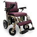 Comfygo X-7  TraElectric wheelchair with purple quilted seat and backrest on a white backgroundel 