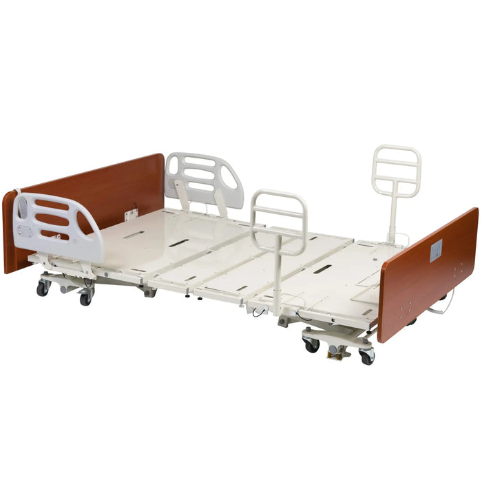 CostCare B359 Bariatric Width Convertible Long Term Care Low Bed - With Q bar and Composite Swing Down Bed Rails