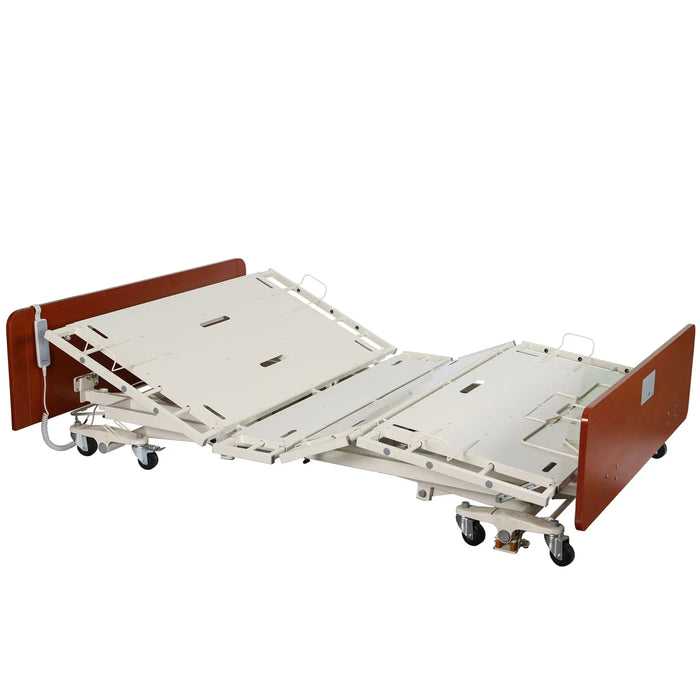 CostCare B359 Bariatric Width Convertible Long Term Care Low Bed - Higher Head Section with Head and Footboard Cherry Finish