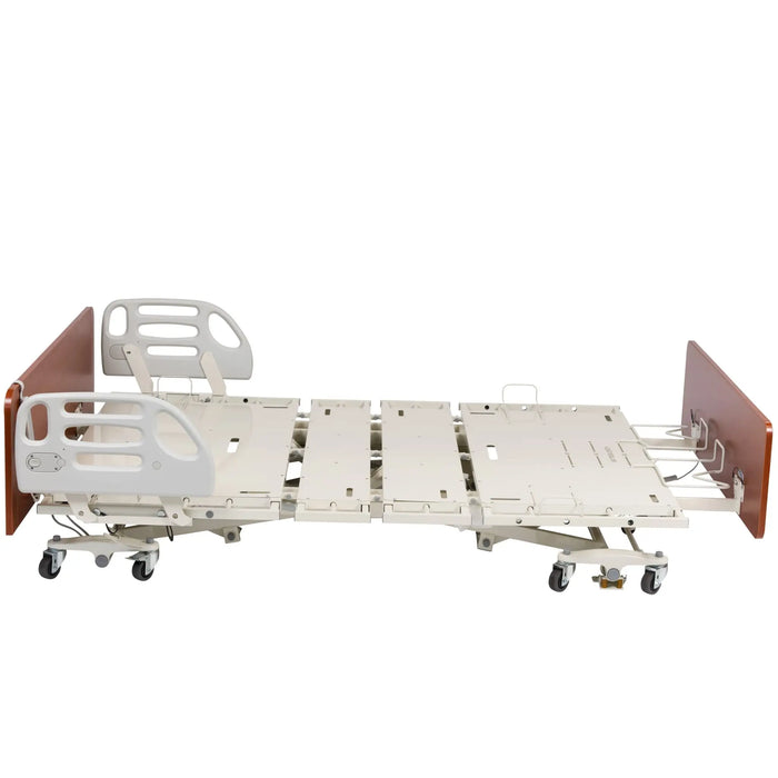 CostCare B359 Bariatric Width Convertible Long Term Care Low Bed with Composite Swing Down Bed Rails