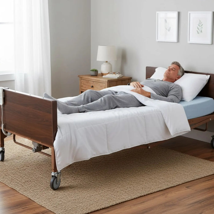 CostCare B142C Bariatric Full-Electric Homecare Bed with person sleeping