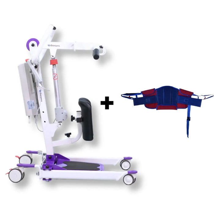 Dansons SA350 Compact Electric Stand Assist Patient Lift - 350 lbs Capacity includes Universal Sling with Head Support