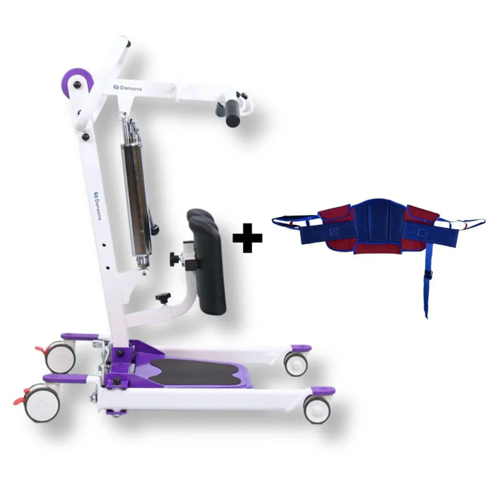 Dansons SA350H Hydraulic Stand Assist Lift with Free Sling – Compact Manual Sit-to-Stand Transfer Aid -350 lbs Capacity - with Free Sling
