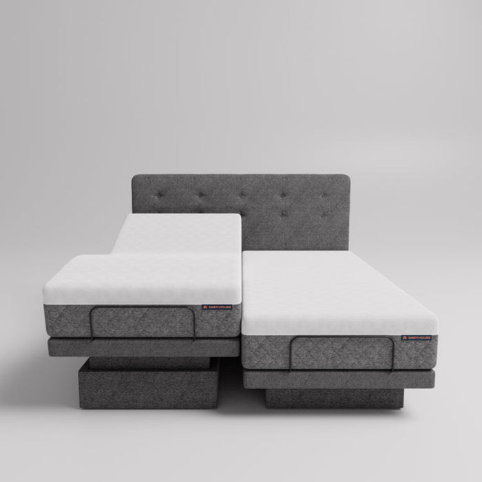 Adjustable Hi-Low Smart Bed by Dawn House- Slate, Split King With Mattress Front View
