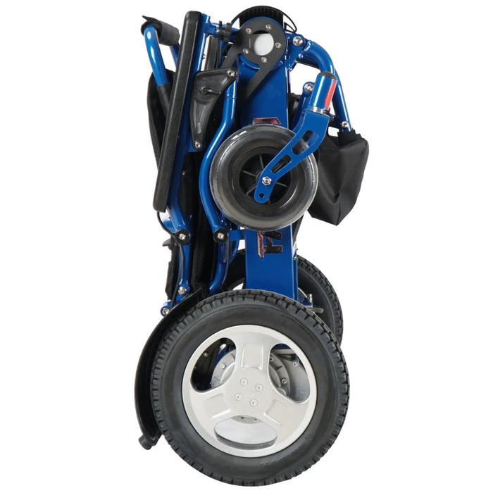 Discover Mobility Falcon Foldable Power Wheelchair - Blue Folded