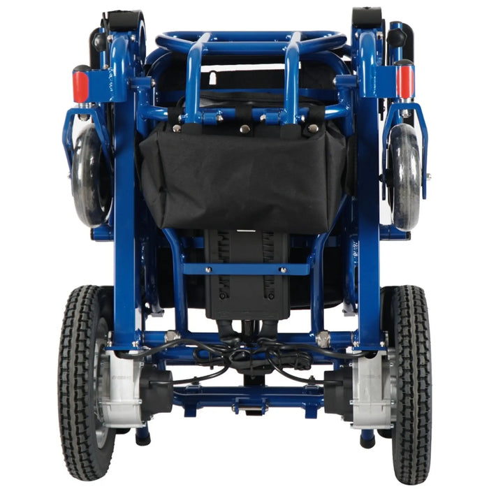 Discover Mobility Falcon Foldable Power Wheelchair - Blue Folded