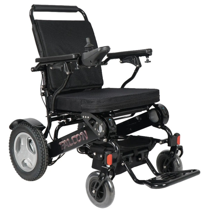 Discover Mobility Falcon Foldable Power Wheelchair - Black Side View