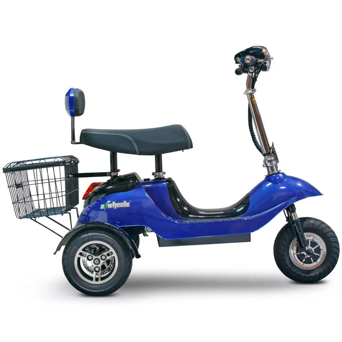 EWheels EW-19 3-Wheel Mobility Scooter - Blue Side View