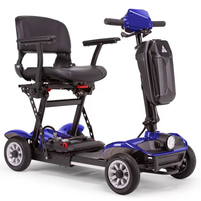 EWheels EW-26 4 Wheel Folding Travel Mobility Scooter - Airline Approved- Front View Blue