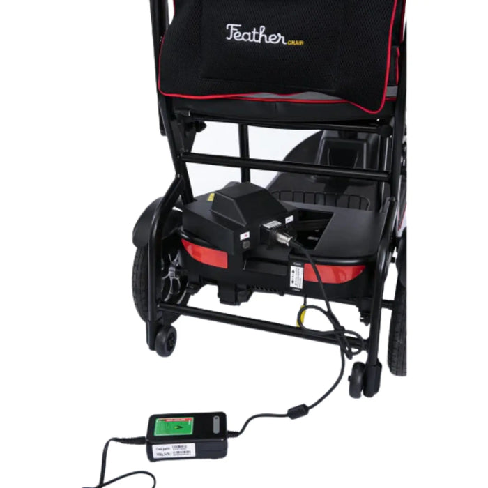 Feather Scooter- Lightest Electric Scooter 37 lbs Only - Side View Red Charged View