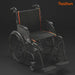 Black Feather wheelchair with orange accents on a dark background, featuring the brand 'Feather'.