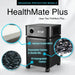 Austin Air HealthMate Plus air purifier with HEPA filter and impregnated carbon and zeolite filtration graphic