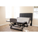 Side view of a Flexabed Hi-Low SL adjustable base with head and foot sections elevated. Medical-grade home care bed with customizable comfort positions.