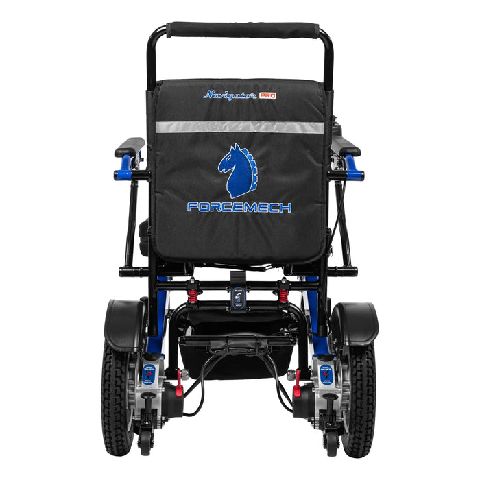 Forcemech Navigator Pro Folding Electric Wheelchair - Blue Back View