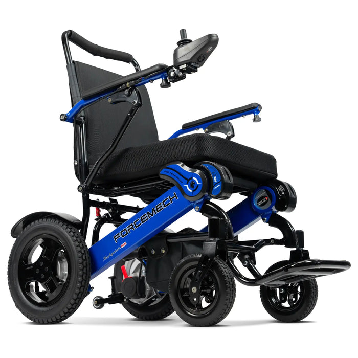 Forcemech Navigator Pro Folding Electric Wheelchair - Blue Side View