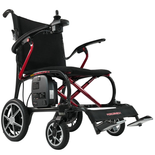 Forcemech Ultralite G10 Lightweight Folding Power Wheelchair 25lbs - Red Frame