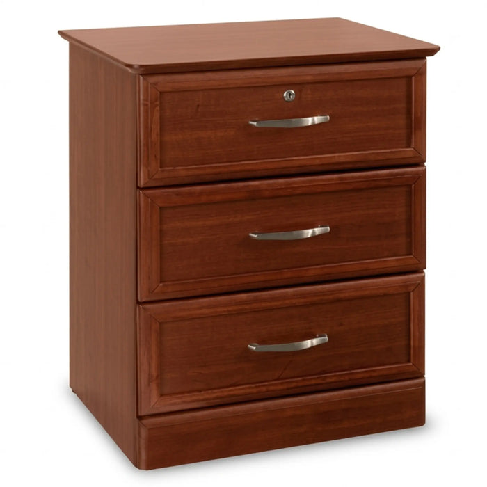 Hamilton Collection 3 Drawer Bedside Cabinet in Cherry finish in angled view
