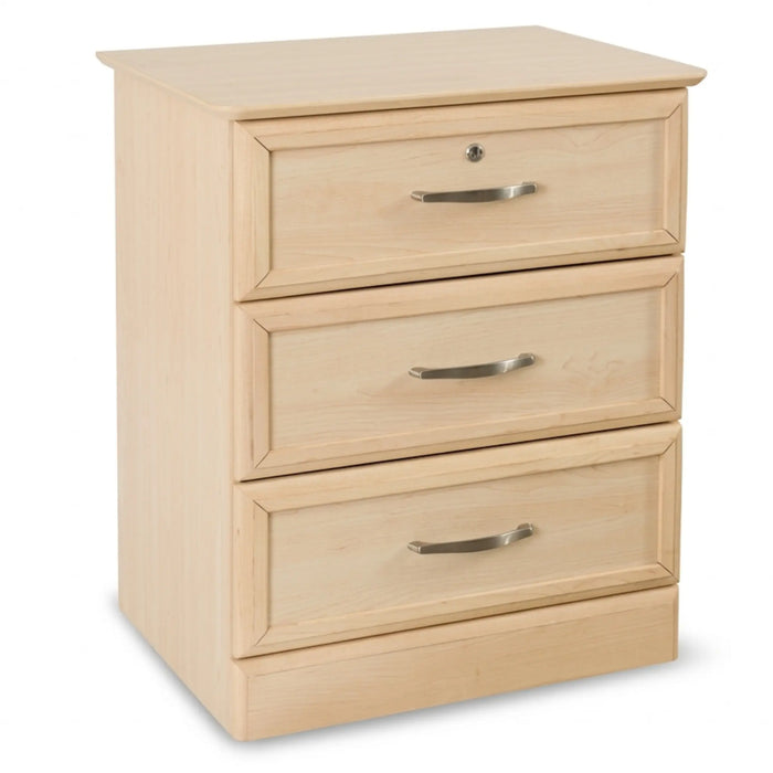 Hamilton Collection 3 Drawer Bedside Cabinet in Maple finish in angled view