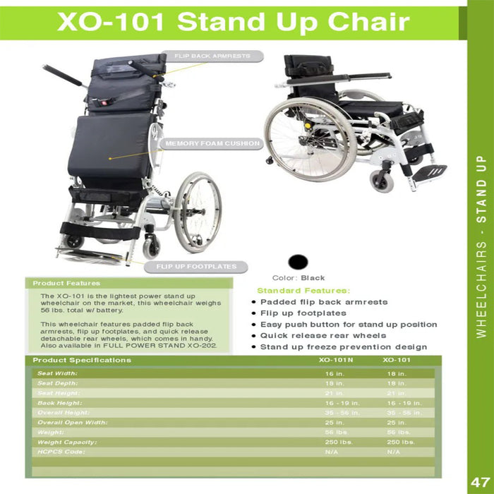 Karman XO-101 Manual Push Power Assist Stand Wheelchair