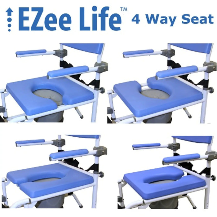 EZ Life 180-4W Aluminum Shower Commode 18″ 4 Way Seats by Healthline Medical