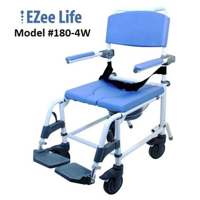 EZ Life 180-4W Aluminum Shower Commode 18″ 4 Way Seats by Healthline Medical