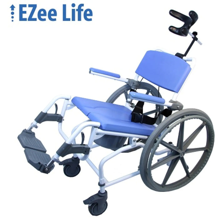 Healthline EZ Life 190 18” Tilt Shower Commode Chair - 24" Wheels